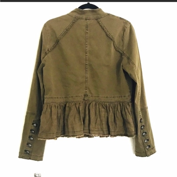 Free people ruffle hem military olive jacket - Picture 4 of 7